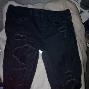 American eagle next level stretch black with ripped legs all the way down size e